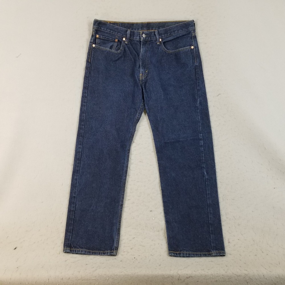 Levi Jeans Mens 36x30 Blue 505 Regular Fit Straight Leg Dark Wash 00505-0216